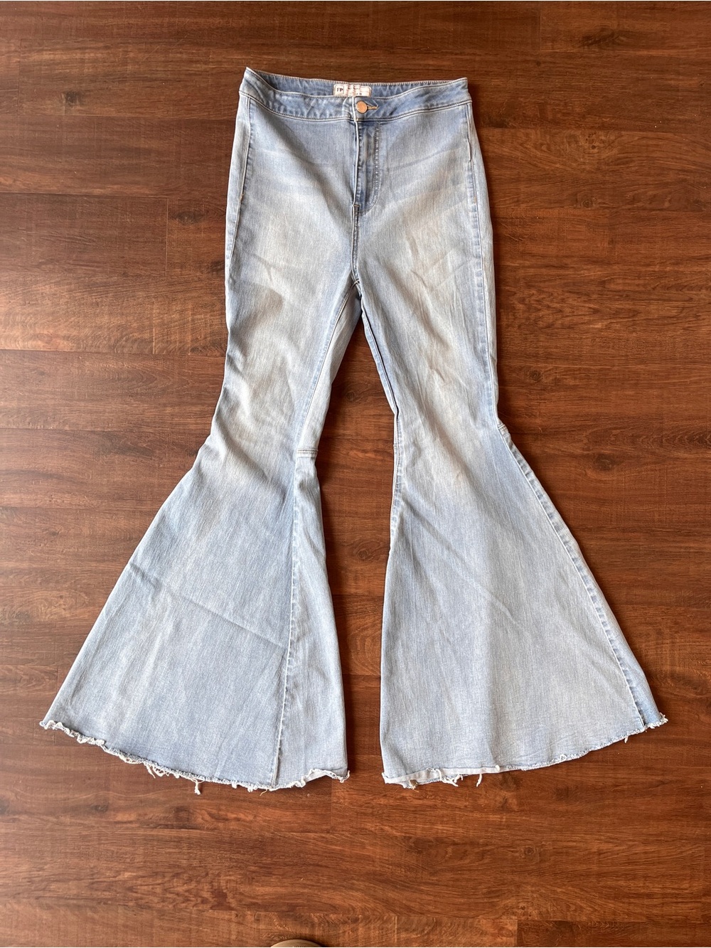 Free People Stetch Cotton Flare Jeans Blue Denim Bell Bottom 28 Excellent
